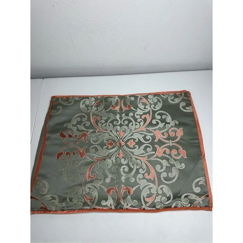 Set of 2 Shams Martha Stewart Damask Gray And Coral Standard Size